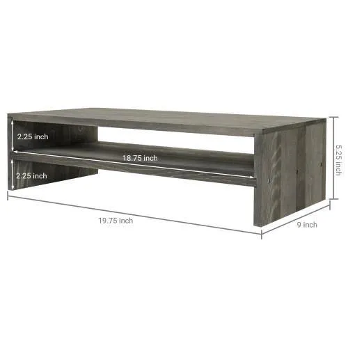 Rustic Barnwood Gray Wood Computer Monitor Stand