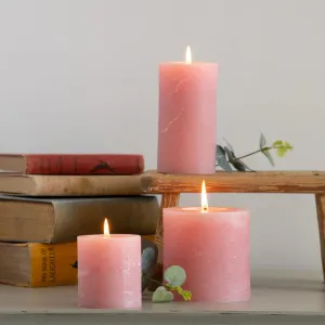 Rustic Pillar Candle Dusky Pink 3