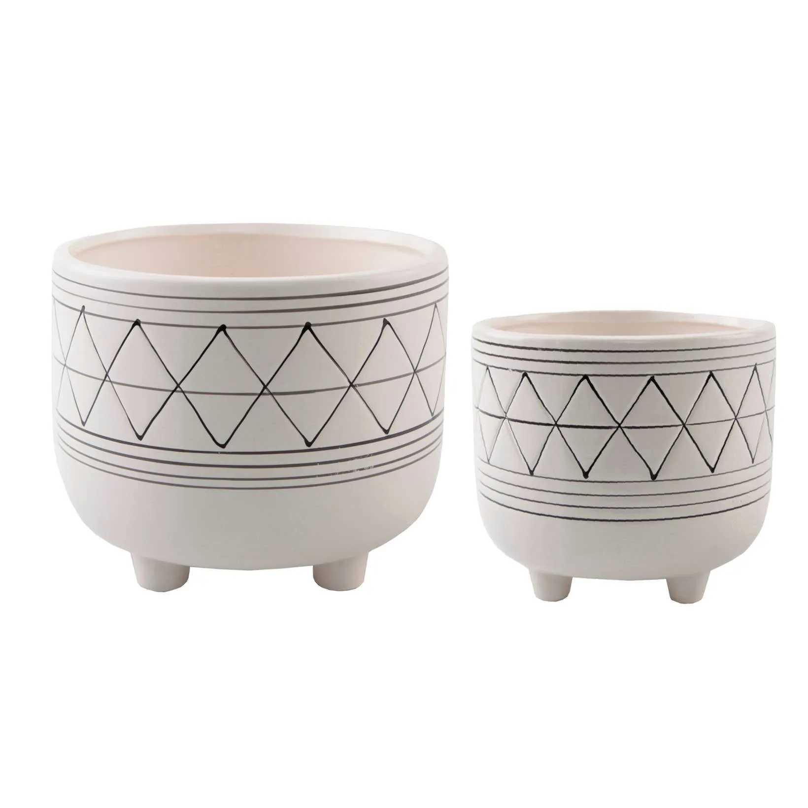 Set Of 2 Geo 6" And 5" Ceramic With legs