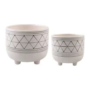 Set Of 2 Geo 6" And 5" Ceramic With legs