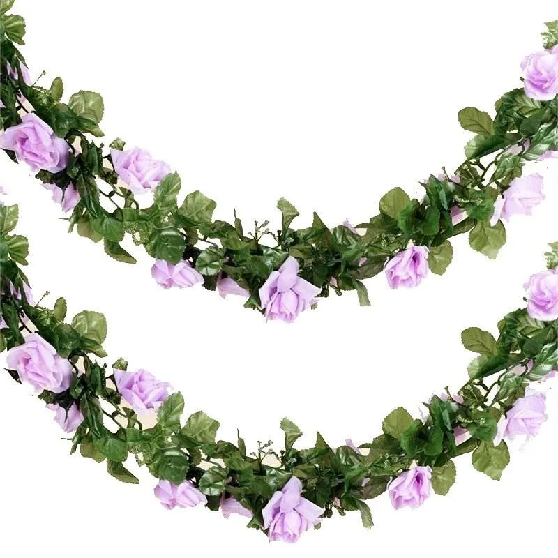 Silk Rose Garland Artificial Flowers - Lavender - 6 ft