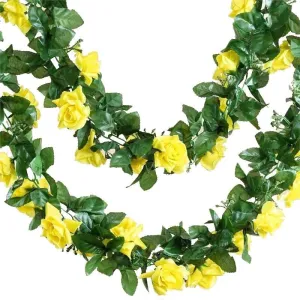 Silk Rose Garland Artificial Flowers - Yellow - 6 ft