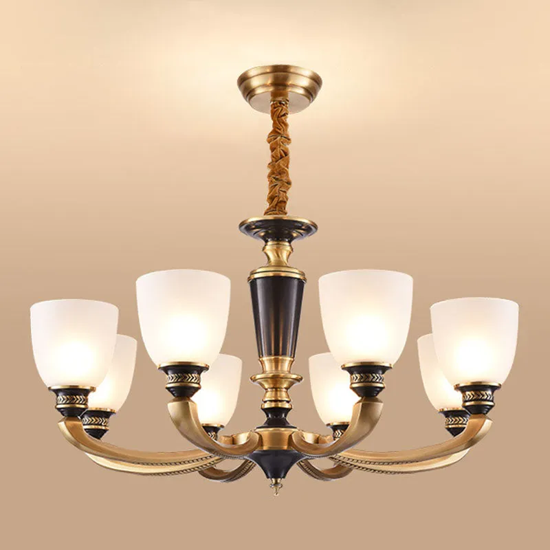 Simplicity Brass Chandelier with Frosted Glass Shade - Stylish Suspension Lighting Fixture