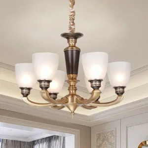 Simplicity Brass Chandelier with Frosted Glass Shade - Stylish Suspension Lighting Fixture