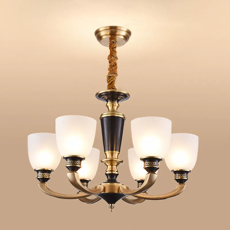 Simplicity Brass Chandelier with Frosted Glass Shade - Stylish Suspension Lighting Fixture