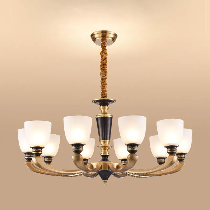 Simplicity Brass Chandelier with Frosted Glass Shade - Stylish Suspension Lighting Fixture