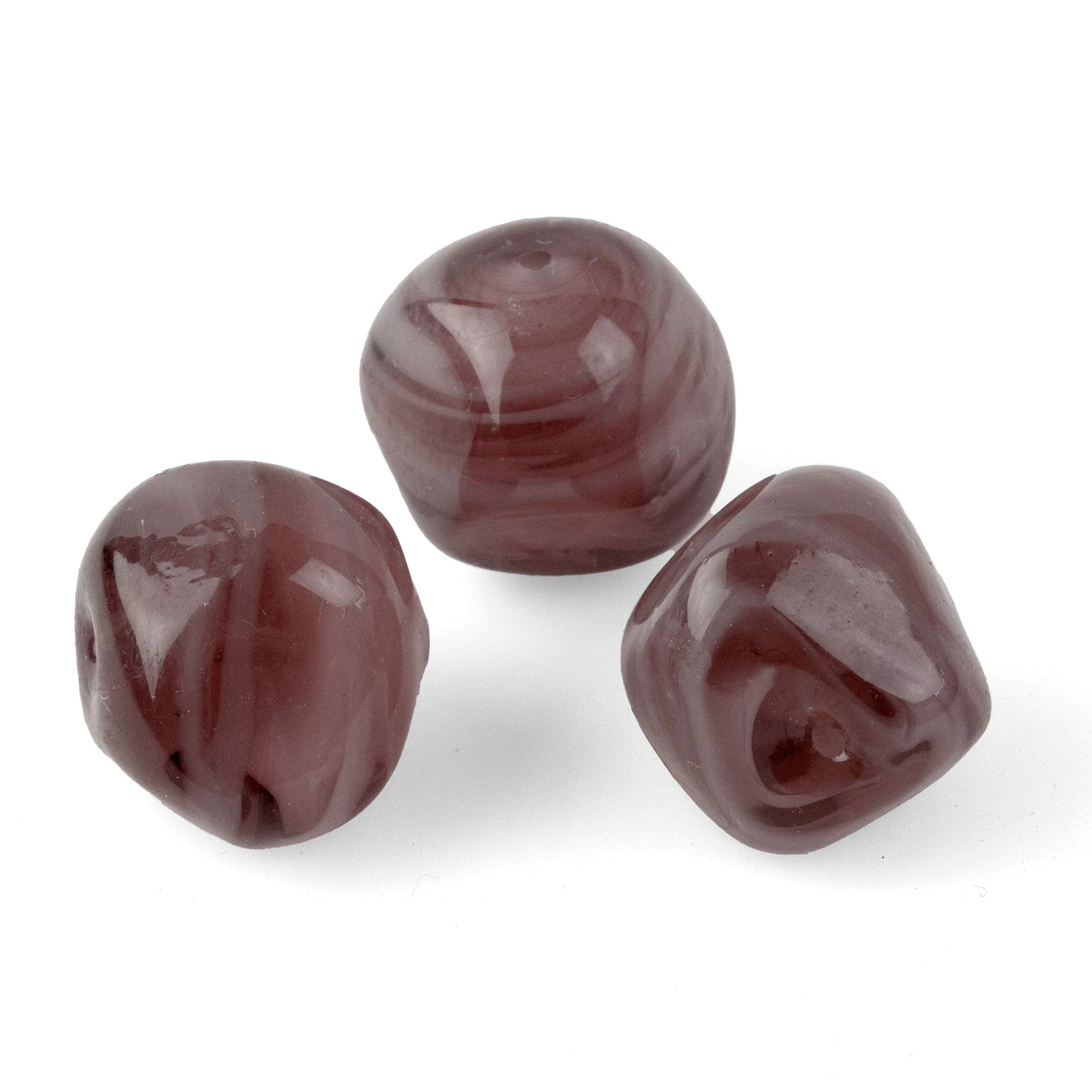 Societa Veneziana Conterie amethyst glass milky swirl givre  beads. 12x13mm. Pkg of 5. b11-pp-0822-2