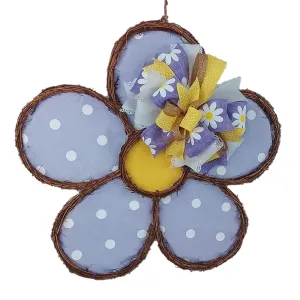 Spring Summer Purple Daisy Grapevine Wreath - Polka Dot Door Hanger Oversized Bow Jute Burlap Door Decor; Purple Lavender Yellow Burlap White