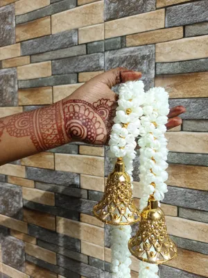 Sri Garlands Jasmine Artificial Handmade Decoration mogra Bell Fluffy God Room, Home Main Door Any Festivals Decoration Size 2FT to 7FT Available (7 FT, Gold)
