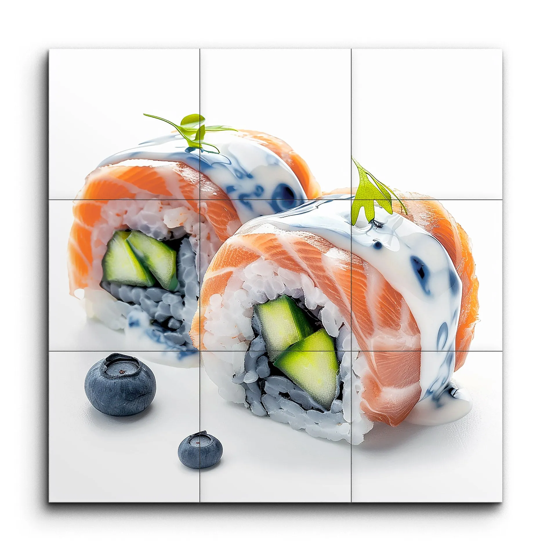 Sushi Symphony: Hyper-Realistic Art with Blueberries