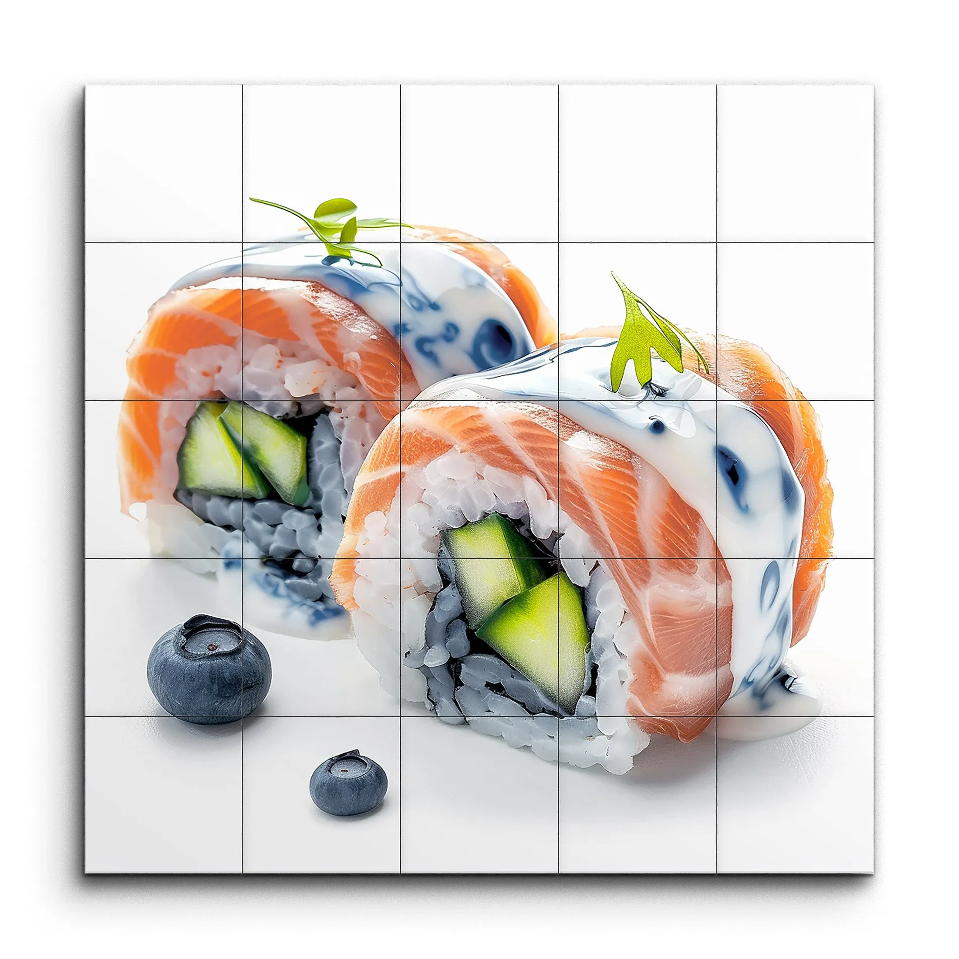 Sushi Symphony: Hyper-Realistic Art with Blueberries