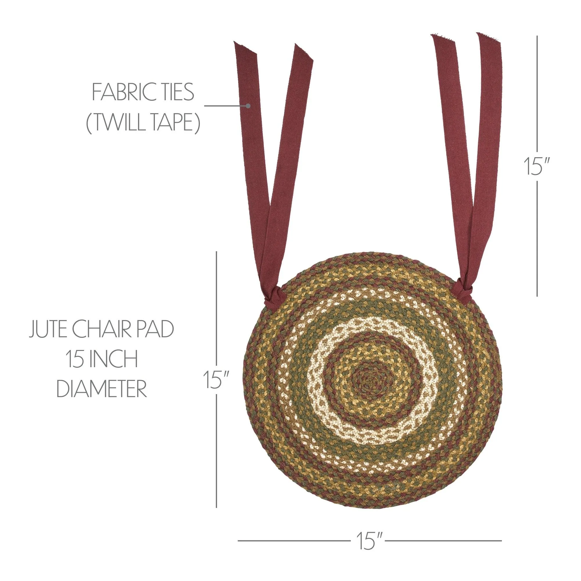 Tea Cabin Jute Chair Pad 15 inch Diameter - VHC Brands