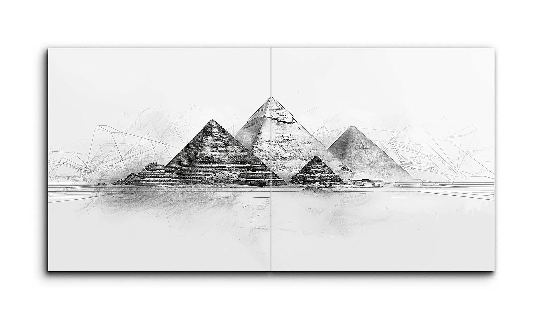 Timeless Pyramids: Abstract Geometric Diptych