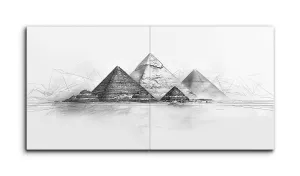 Timeless Pyramids: Abstract Geometric Diptych