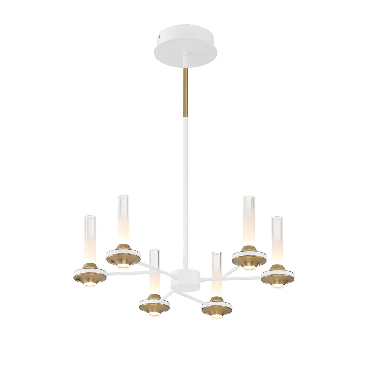 Torcia 12 Lights 24 in. LED Chandelier White & Gold Finish