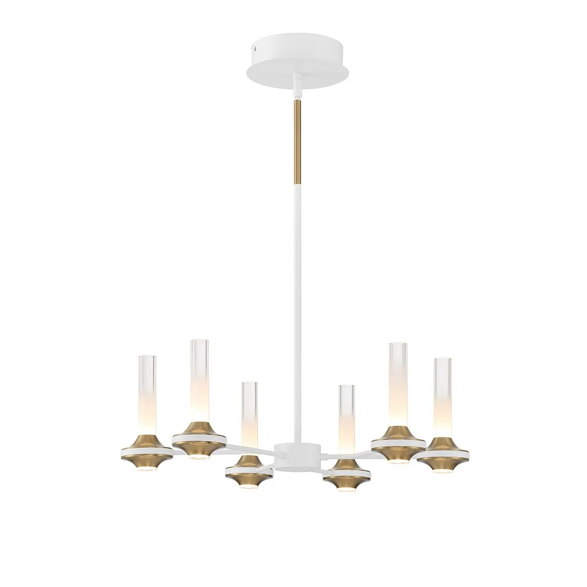 Torcia 12 Lights 24 in. LED Chandelier White & Gold Finish