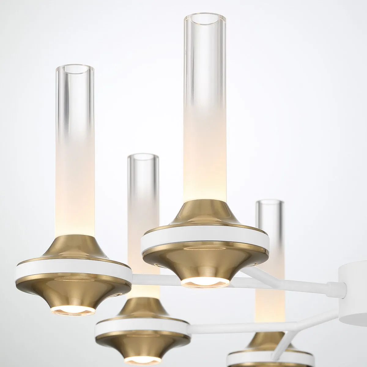 Torcia 12 Lights 24 in. LED Chandelier White & Gold Finish