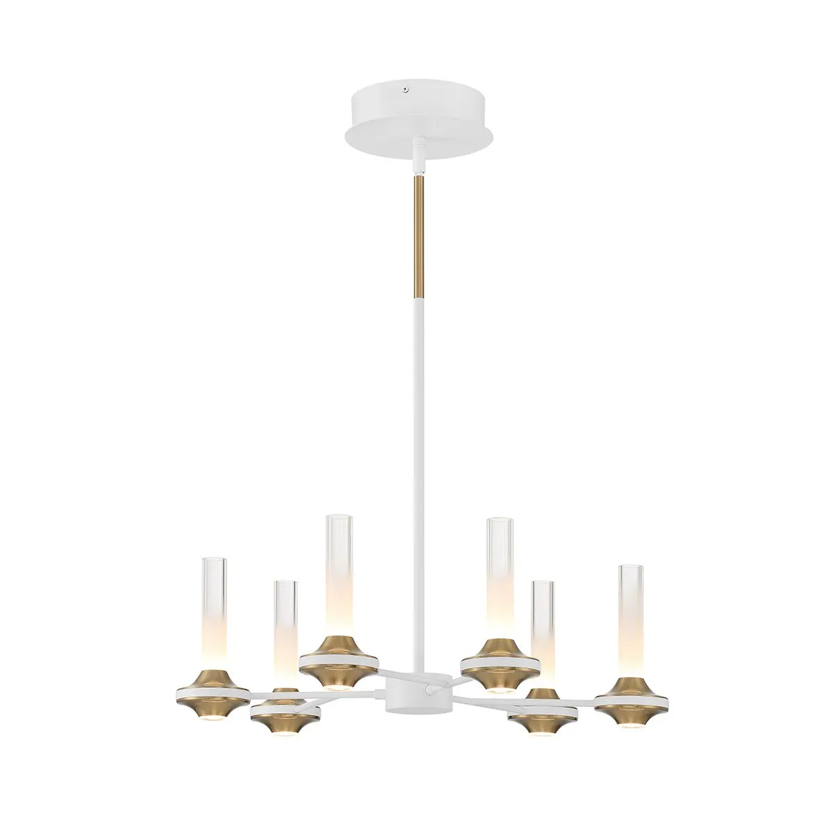 Torcia 12 Lights 24 in. LED Chandelier White & Gold Finish