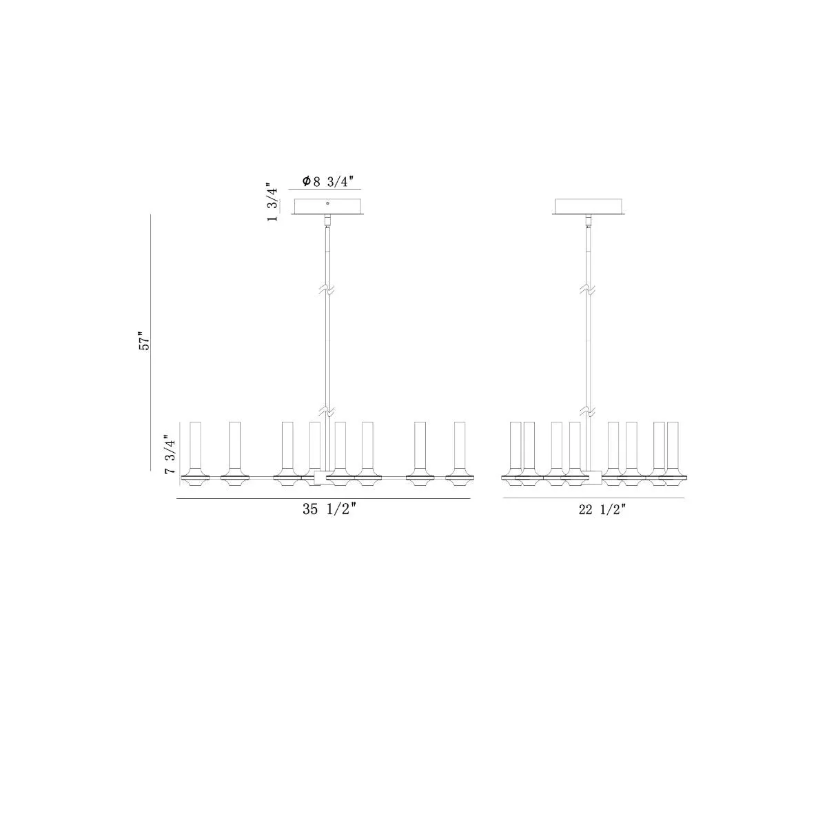 Torcia 16 Lights 36 in. LED Chandelier Black & Gold Finish