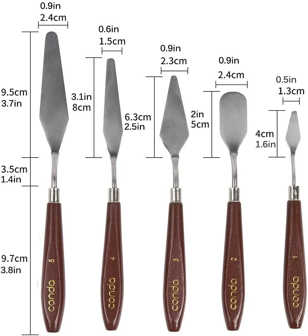 US Palette Knife Set Painting Stainless Steel Spatula Oil Paint with Wood Handle