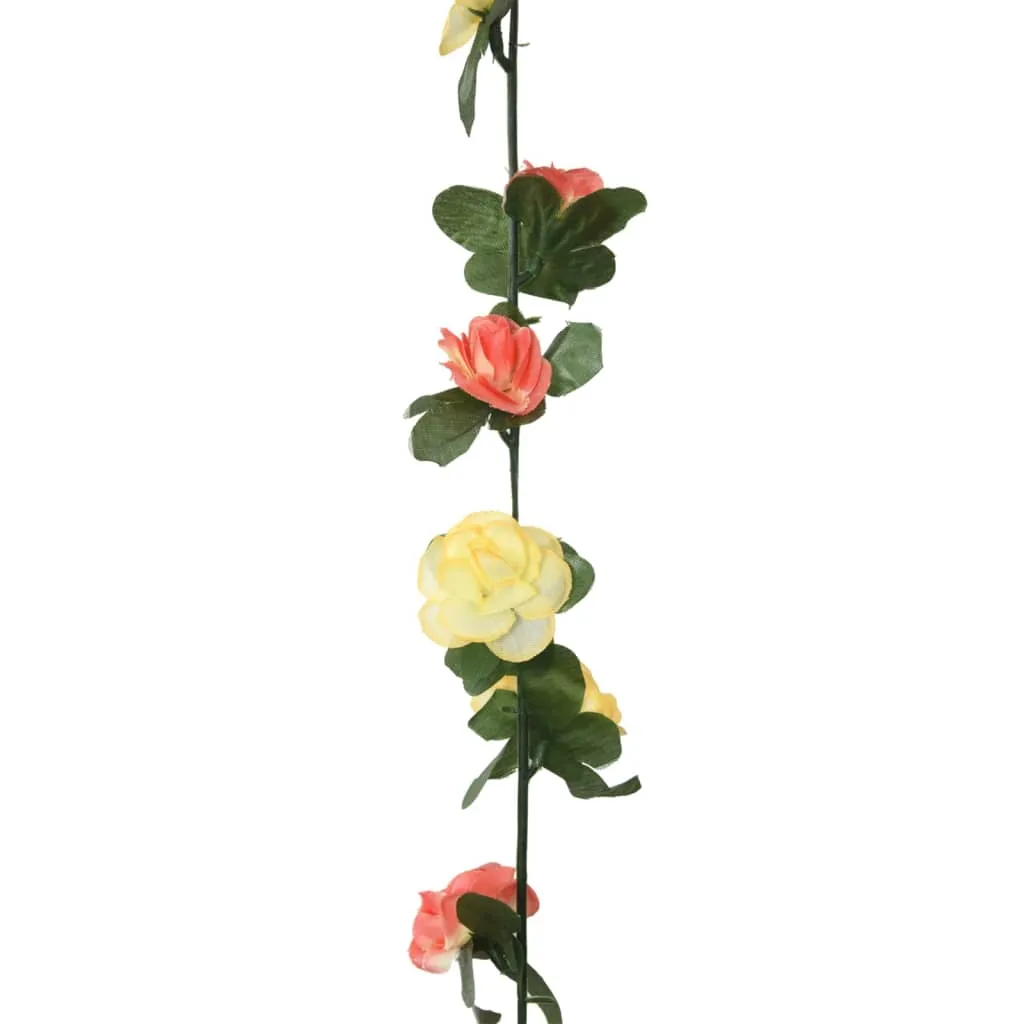 vidaXL 6-Pack 250 cm Spring Sunset Red Christmas Flower Garlands – Stunning Silk & PE Artificial Floral Vines for Festive Decorations
