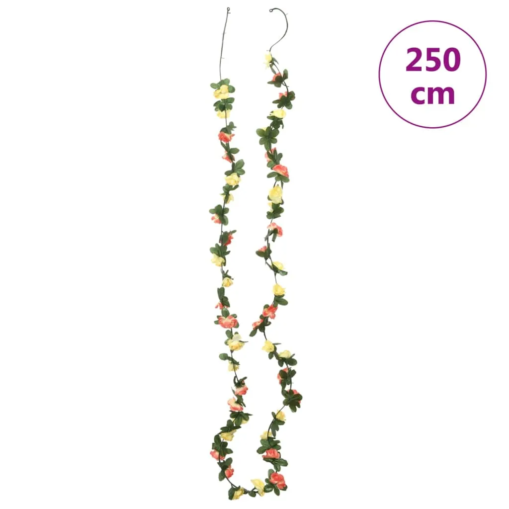 vidaXL 6-Pack 250 cm Spring Sunset Red Christmas Flower Garlands – Stunning Silk & PE Artificial Floral Vines for Festive Decorations