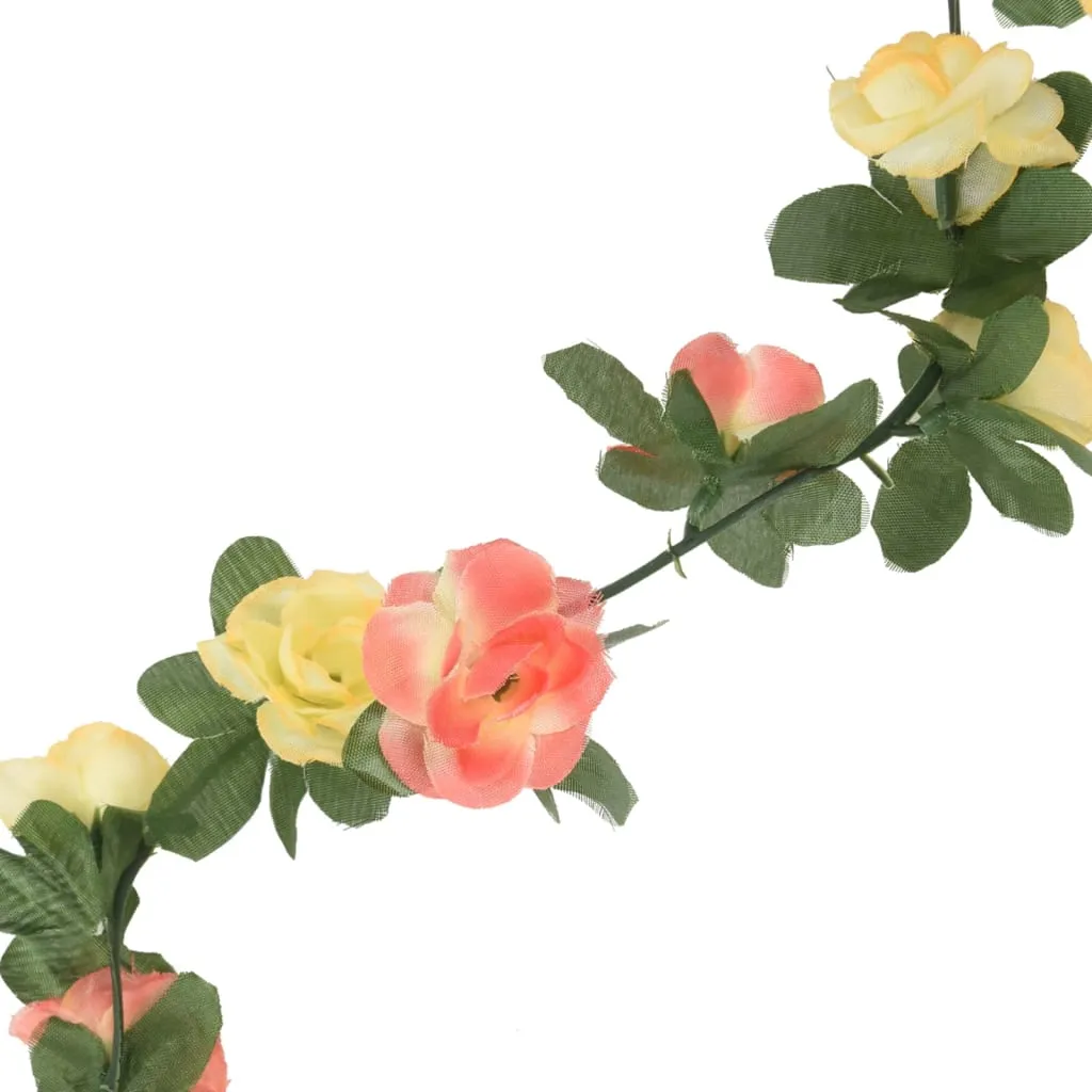 vidaXL 6-Pack 250 cm Spring Sunset Red Christmas Flower Garlands – Stunning Silk & PE Artificial Floral Vines for Festive Decorations