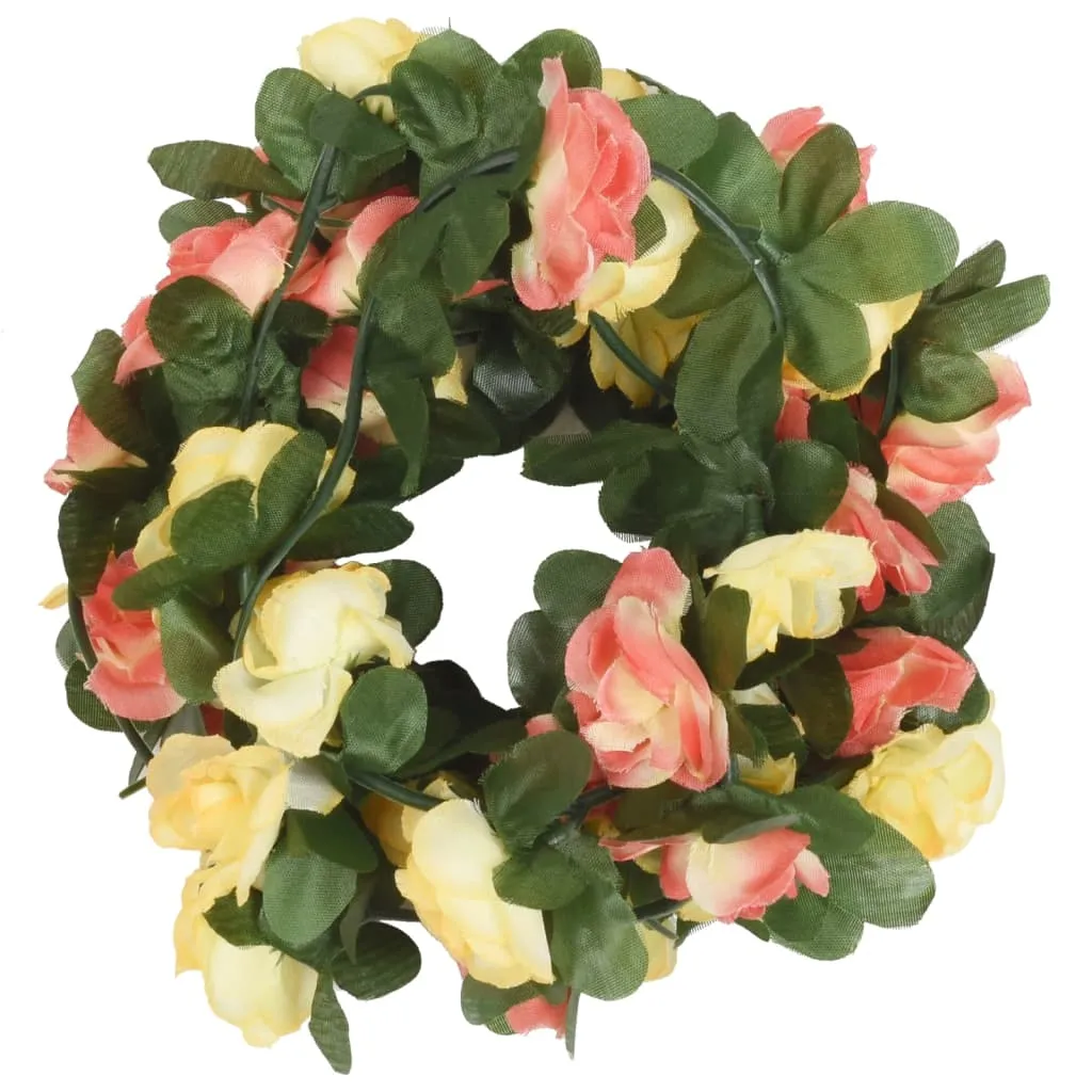 vidaXL 6-Pack 250 cm Spring Sunset Red Christmas Flower Garlands – Stunning Silk & PE Artificial Floral Vines for Festive Decorations