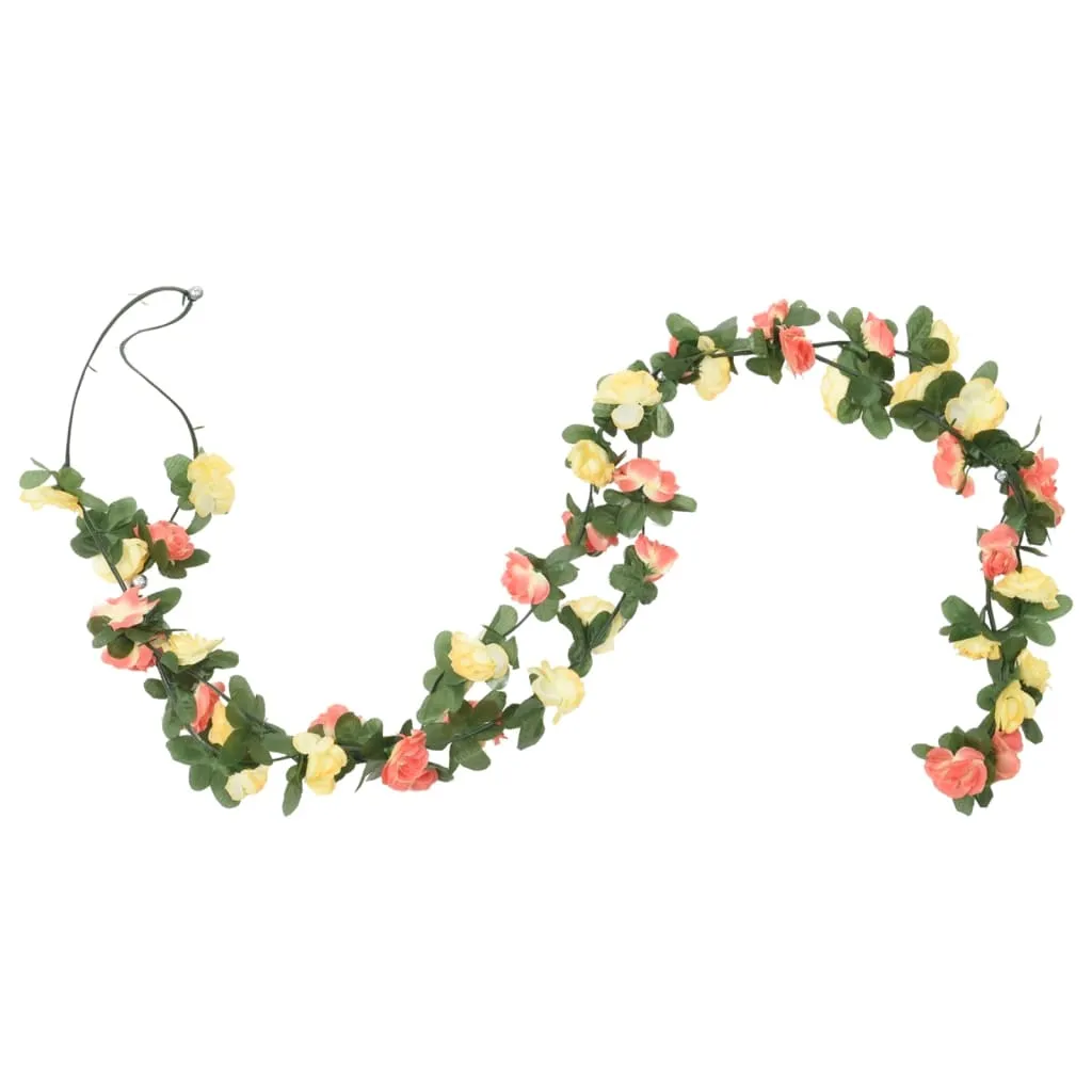 vidaXL 6-Pack 250 cm Spring Sunset Red Christmas Flower Garlands – Stunning Silk & PE Artificial Floral Vines for Festive Decorations