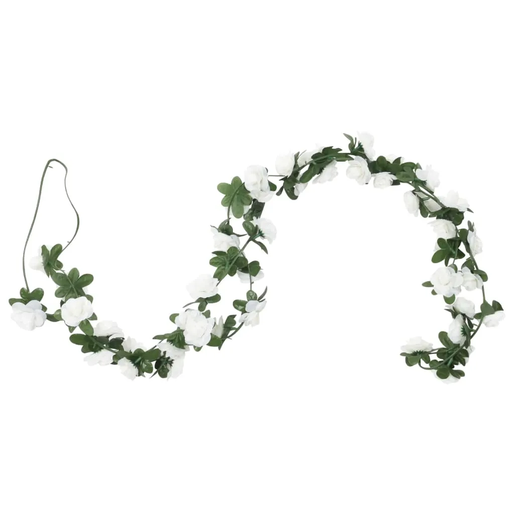 vidaXL Set of 6 Christmas Flower Garlands in White - 240 cm Each | Perfect for Wedding, Party & Home Decor