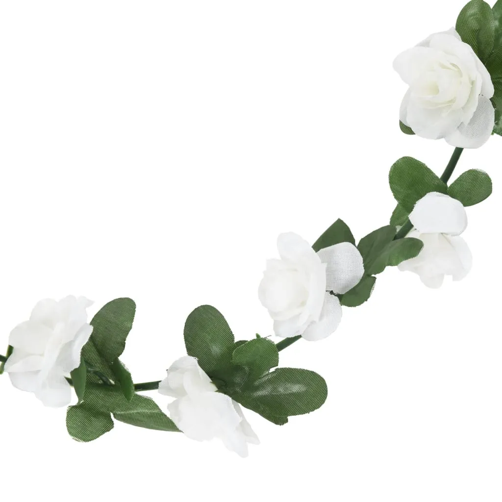 vidaXL Set of 6 Christmas Flower Garlands in White - 240 cm Each | Perfect for Wedding, Party & Home Decor
