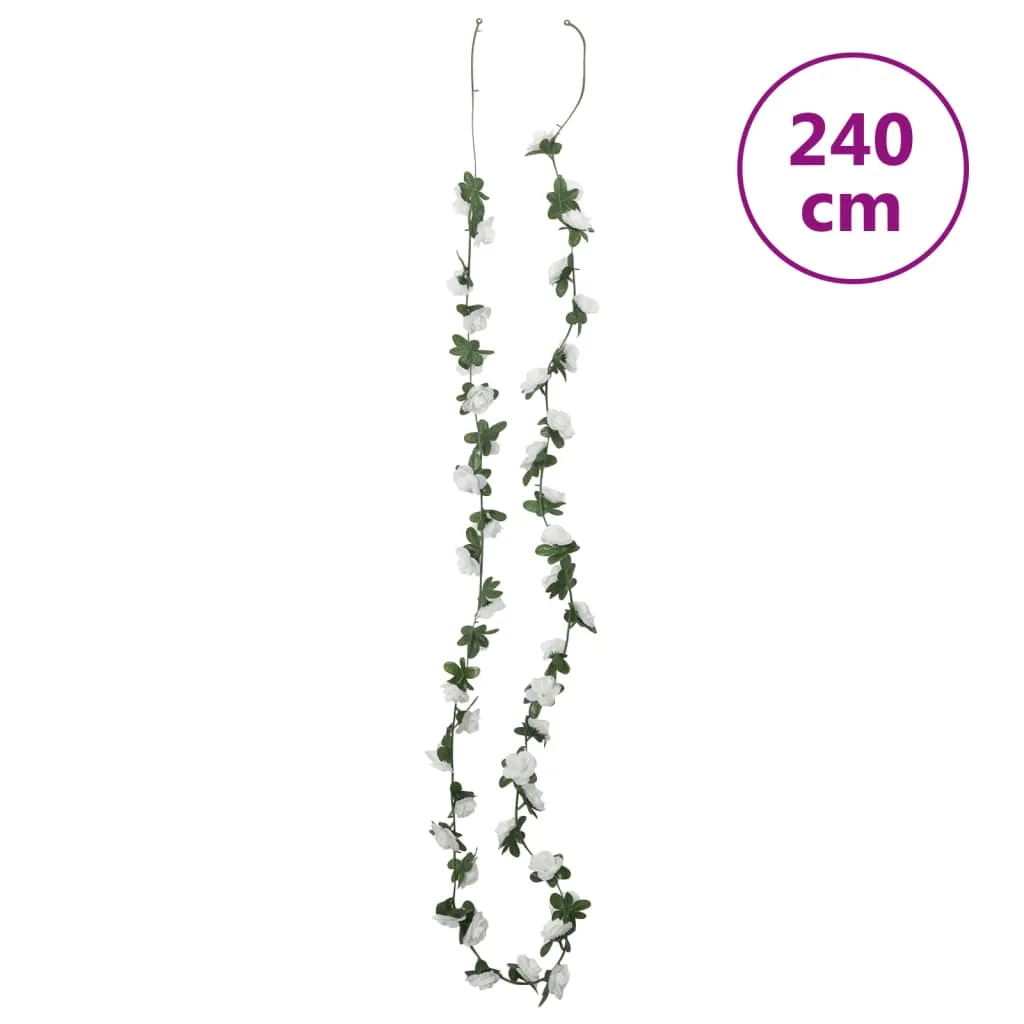 vidaXL Set of 6 Christmas Flower Garlands in White - 240 cm Each | Perfect for Wedding, Party & Home Decor