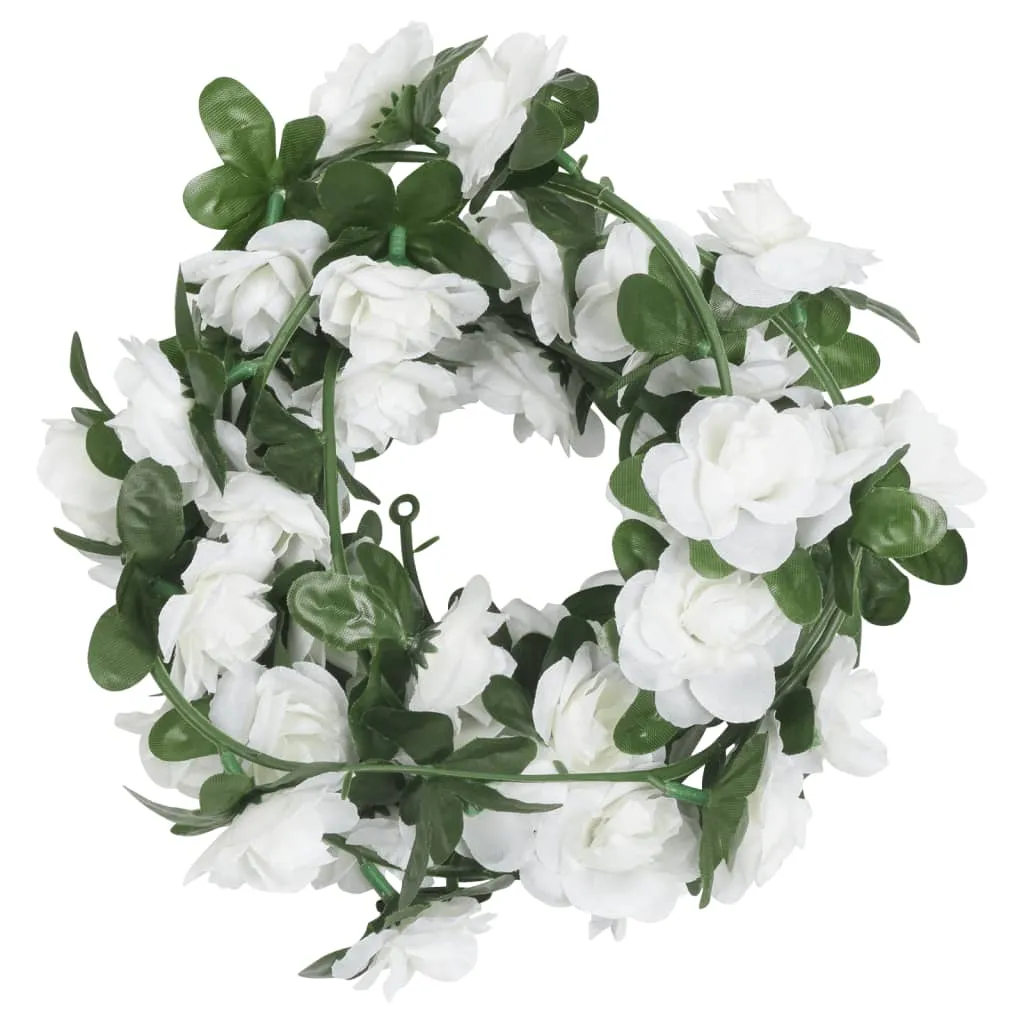 vidaXL Set of 6 Christmas Flower Garlands in White - 240 cm Each | Perfect for Wedding, Party & Home Decor