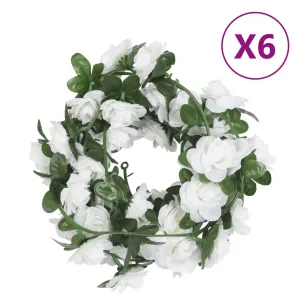 vidaXL Set of 6 Christmas Flower Garlands in White - 240 cm Each | Perfect for Wedding, Party & Home Decor