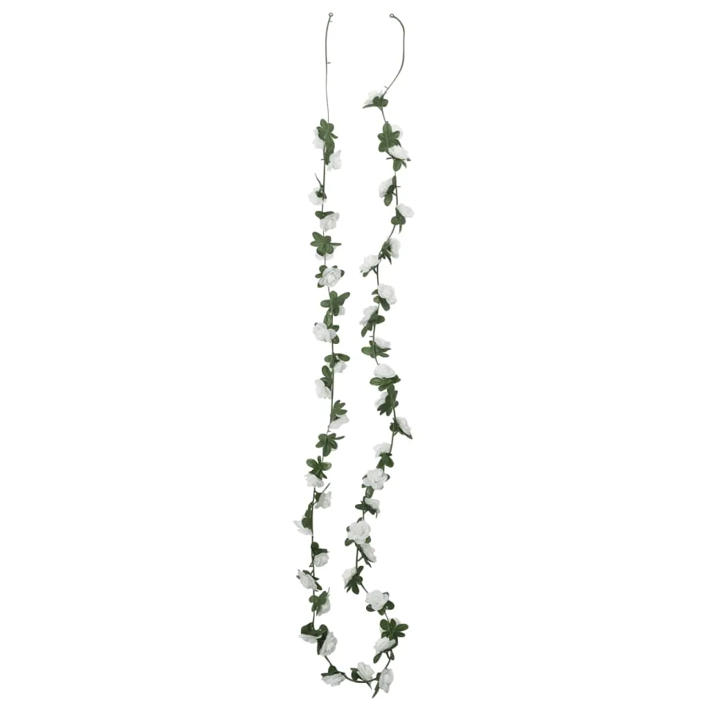 vidaXL Set of 6 Christmas Flower Garlands in White - 240 cm Each | Perfect for Wedding, Party & Home Decor