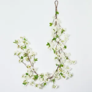 White Cherry Blossom Mantel Garland Everyday Spring Table Runner