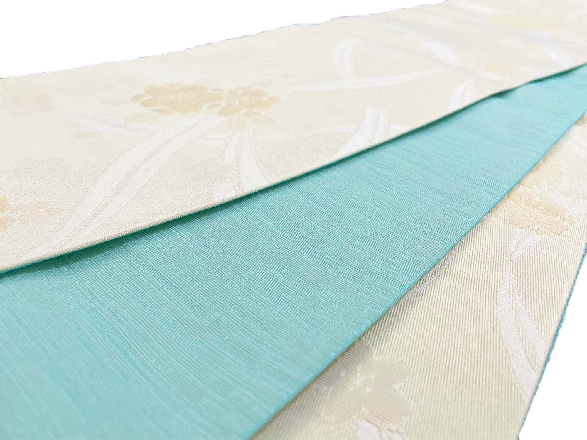 Women's Hanhaba-Obi / Half-width Belt : White, Cherry blossom, Noshi