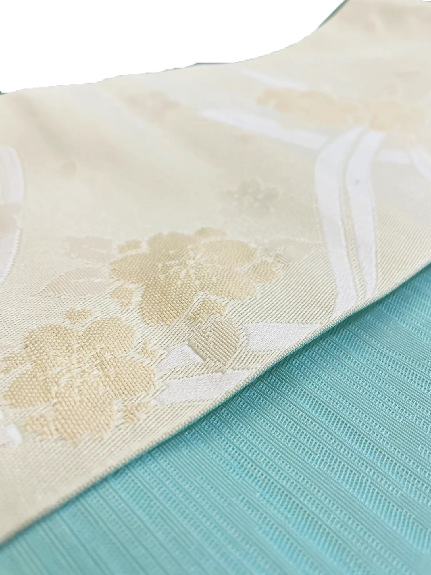 Women's Hanhaba-Obi / Half-width Belt : White, Cherry blossom, Noshi