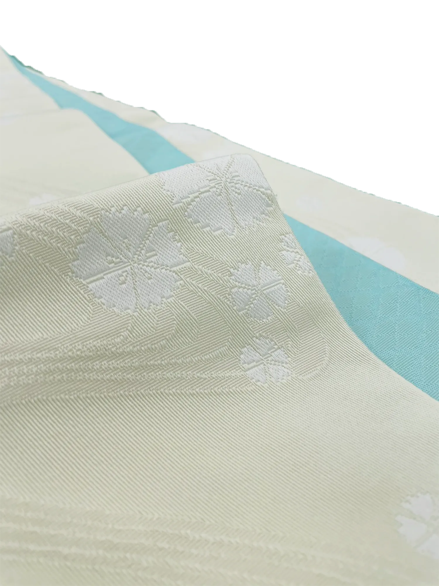 Women's Hanhaba-Obi / Half-width Belt : White, Small Cherry blossom