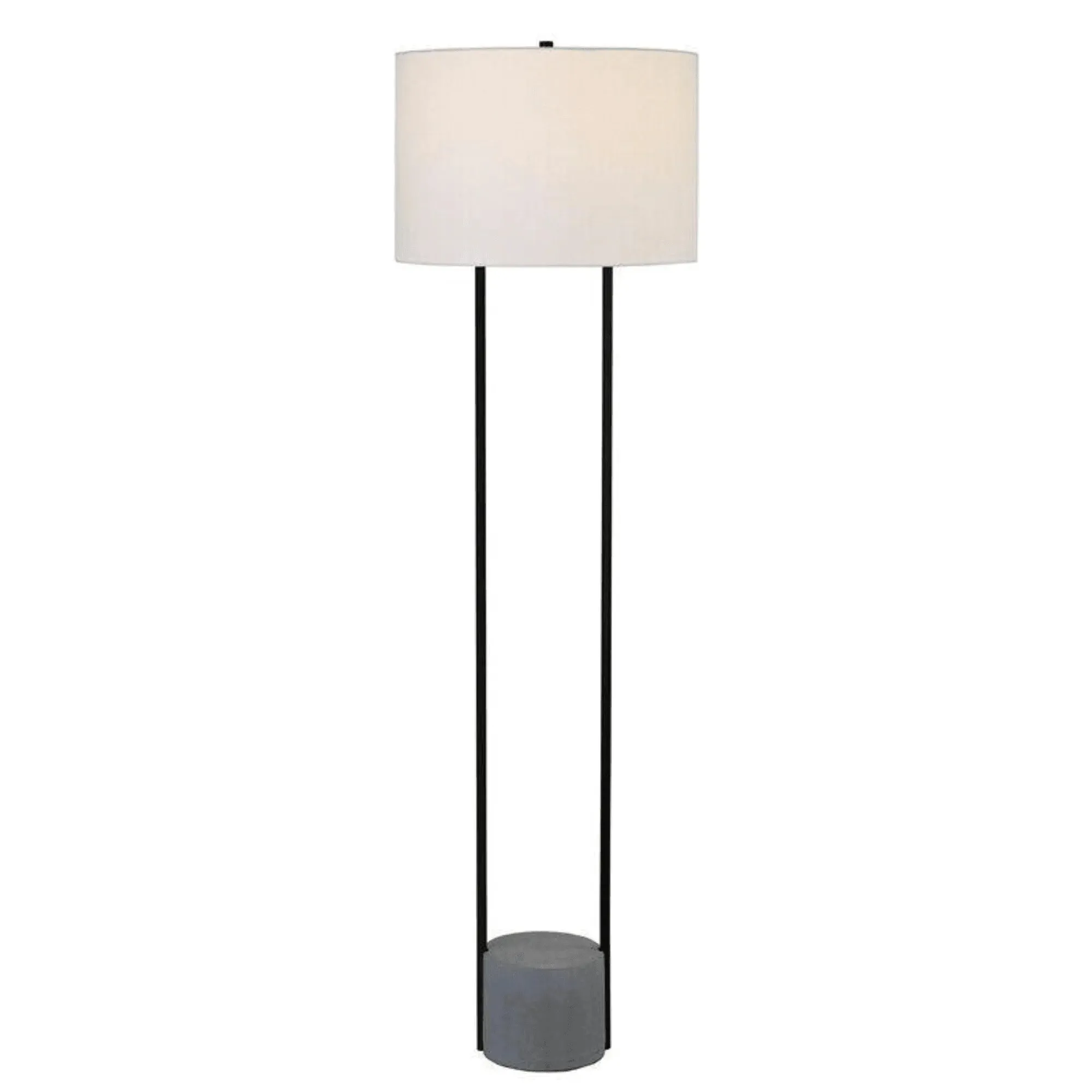 Wooden Twist Modern Standing Floor Lamp with Outline Design and Metal & Marble Base
