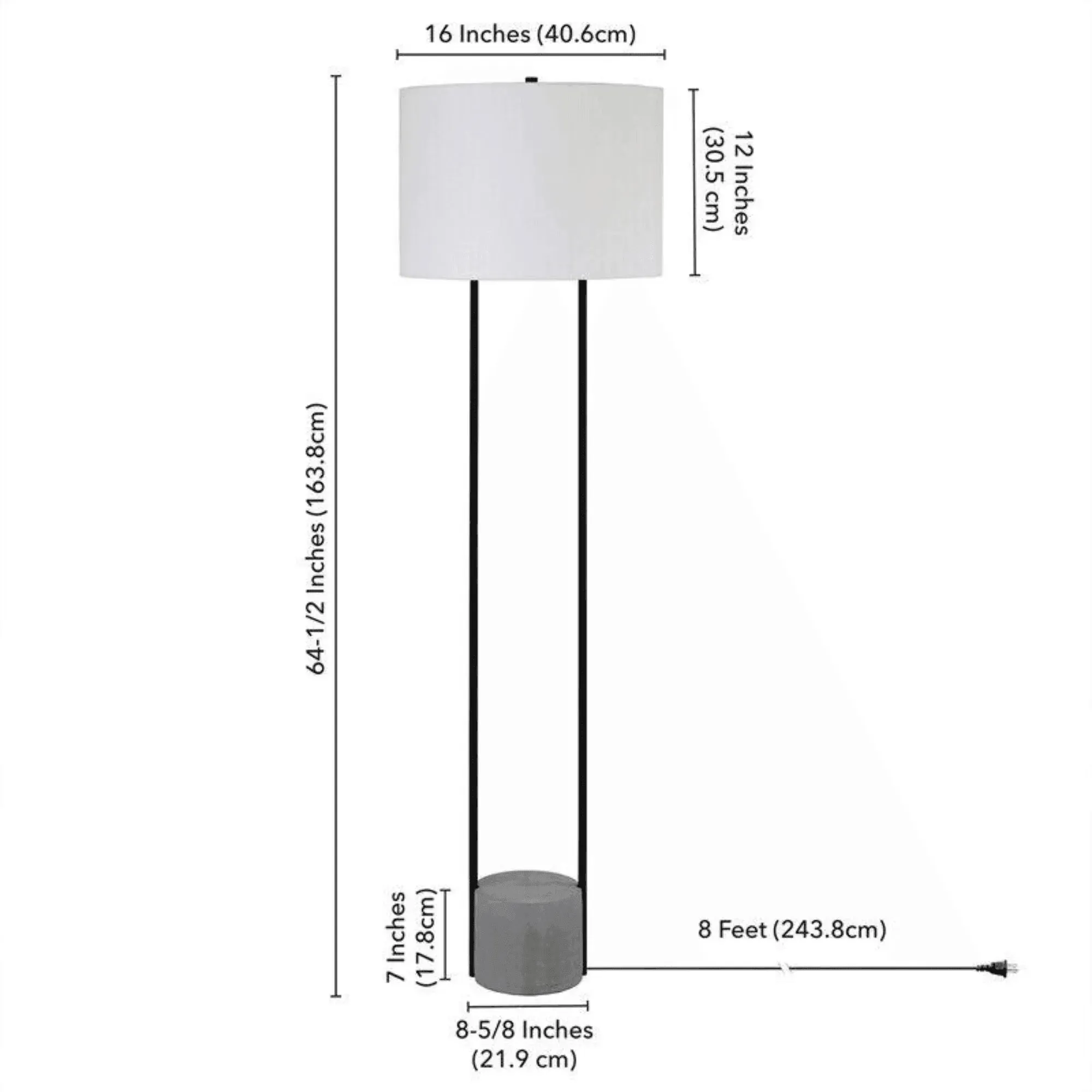 Wooden Twist Modern Standing Floor Lamp with Outline Design and Metal & Marble Base