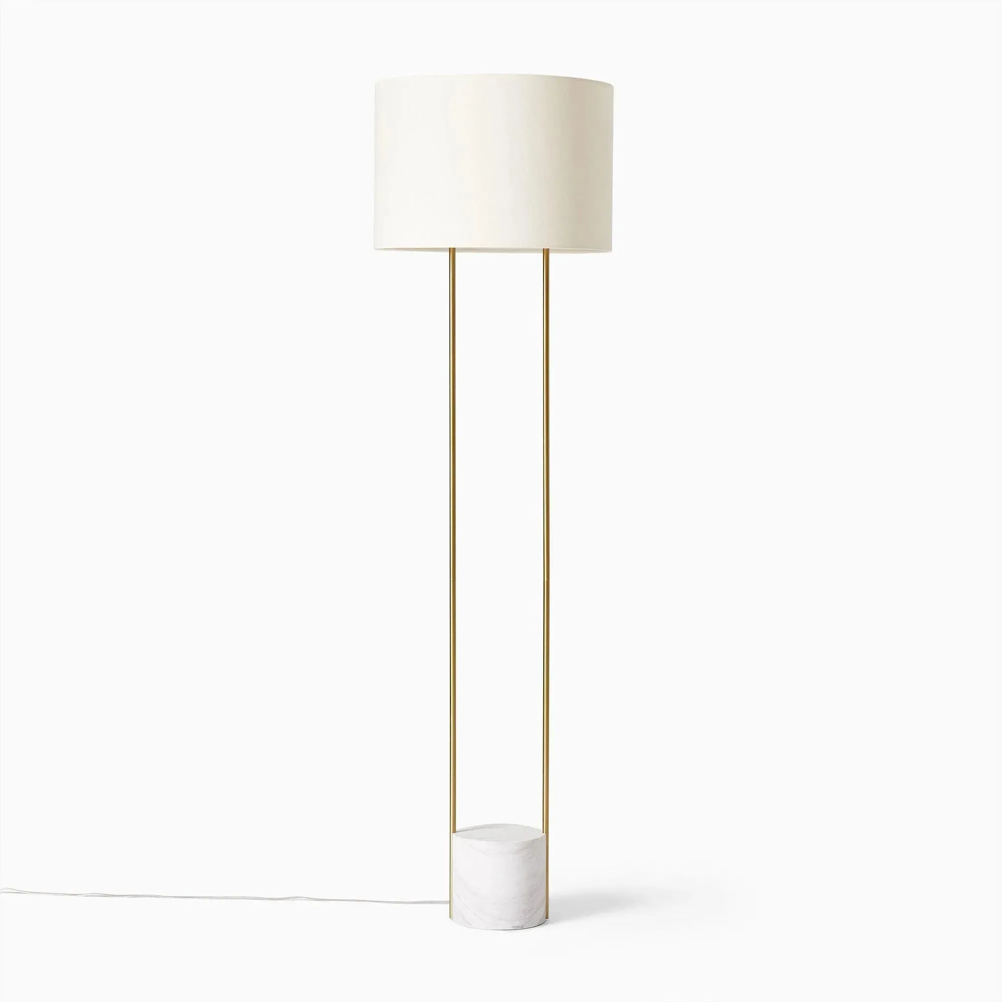 Wooden Twist Modern Standing Floor Lamp with Outline Design and Metal & Marble Base