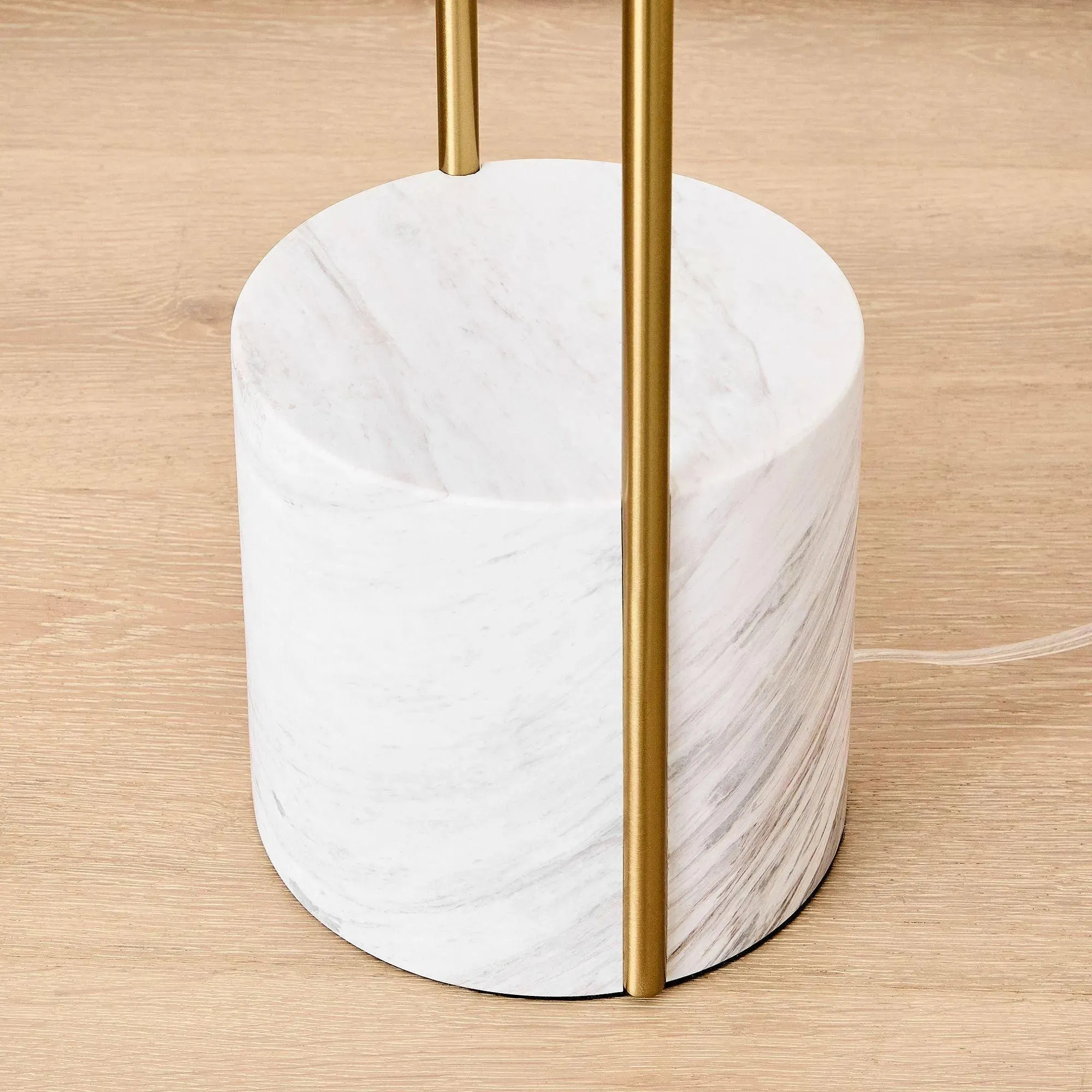 Wooden Twist Modern Standing Floor Lamp with Outline Design and Metal & Marble Base