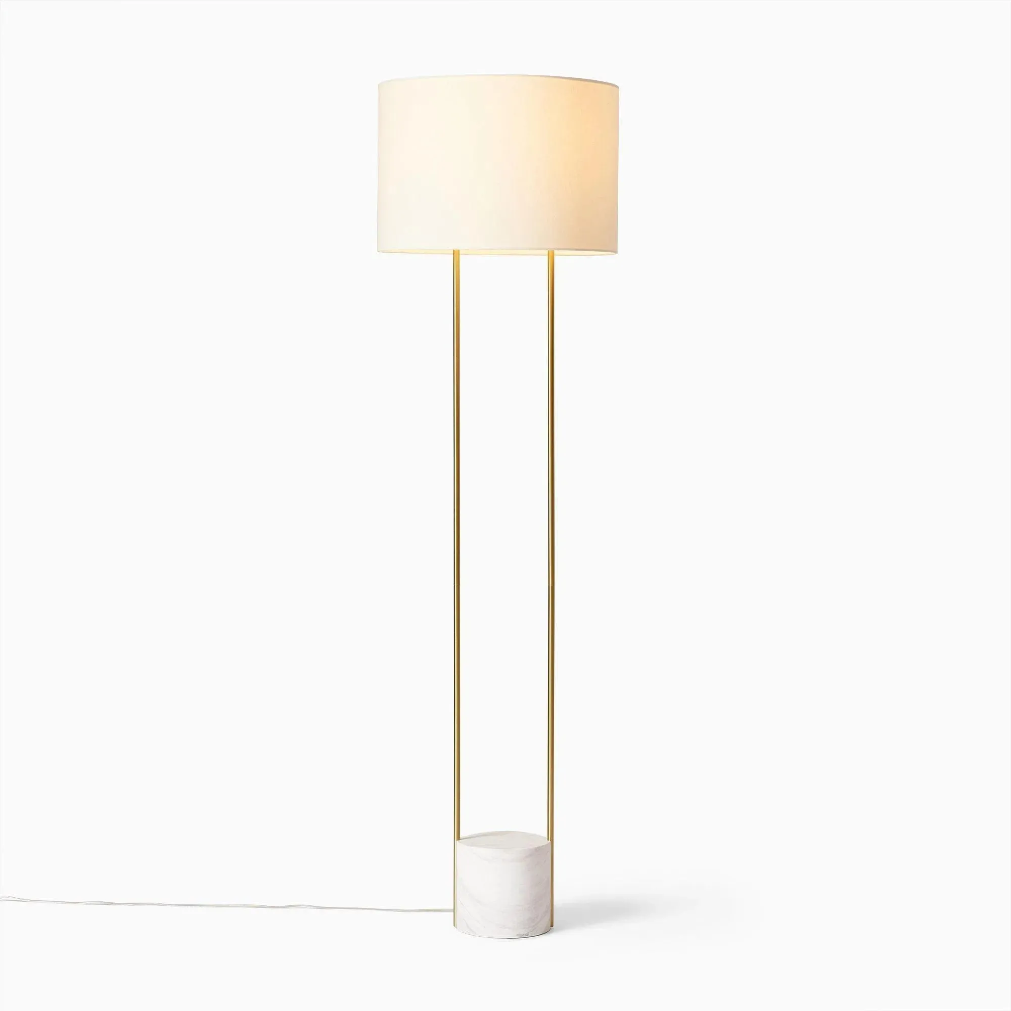 Wooden Twist Modern Standing Floor Lamp with Outline Design and Metal & Marble Base