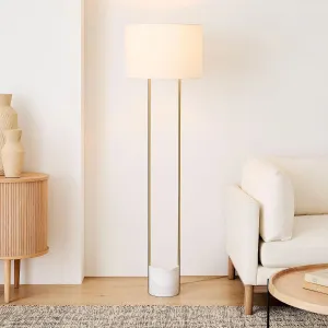 Wooden Twist Modern Standing Floor Lamp with Outline Design and Metal & Marble Base