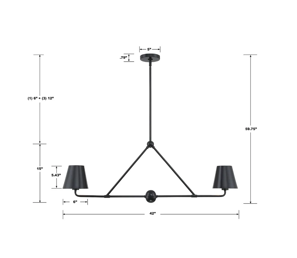 Xavier 2 Light Matte Black Chandelier