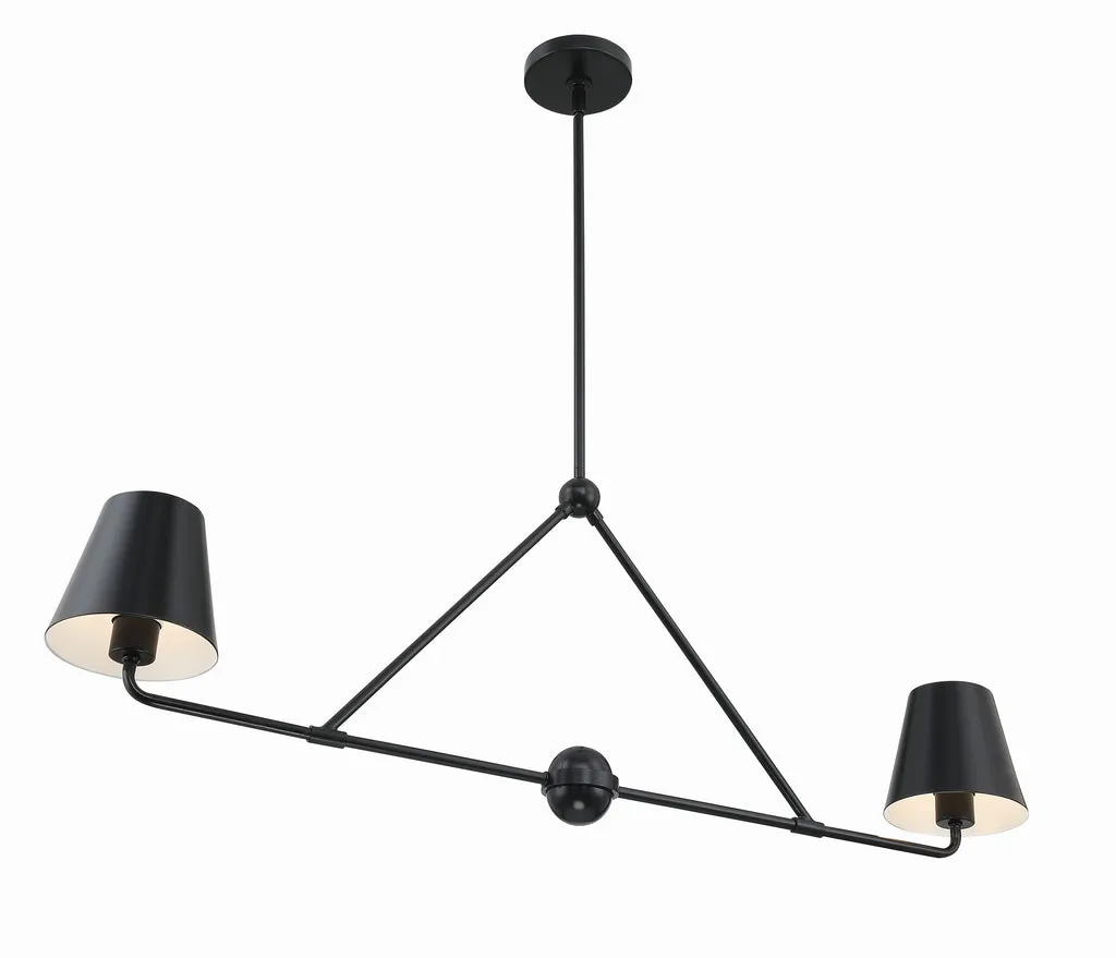 Xavier 2 Light Matte Black Chandelier